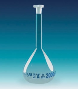 Volumetric Flask 2000 mL - clear Borosilicated Glass 'A' according to ISO Standards which is resista