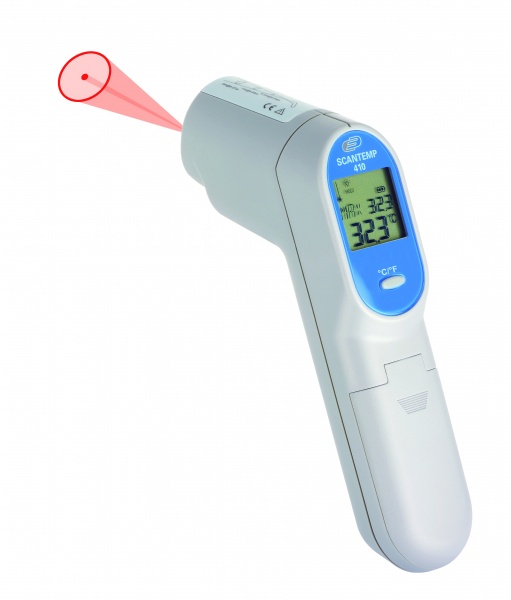 Infrared Thermometer with Laser SCANTEMP 410
• Non-contact measurement with laser and backlight.
•La