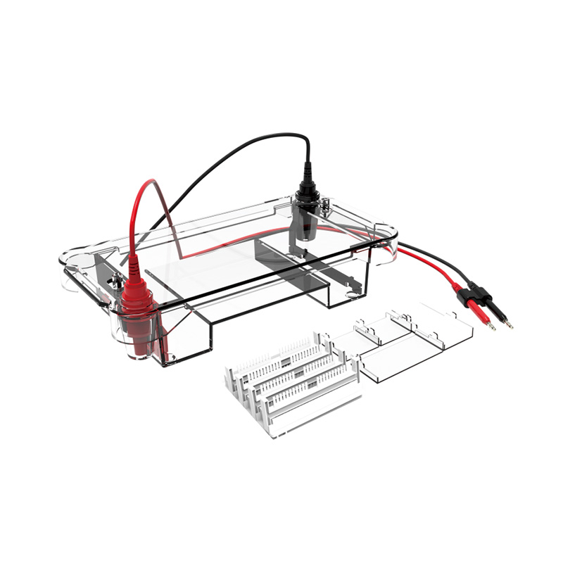 BK-HET01 Horizontal Electrophoresis Tank Gel trays(W*L):75*60mm Buffer volume:300ml Comb thickness:1&1.5mm Comb throughput:6,11samples