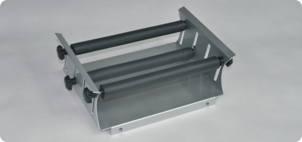 LS 500 universal platform for various kinds of vessels, with 4 roller clamps, dimensions (WxDxH) 510 x 360 x 100 [mm]
