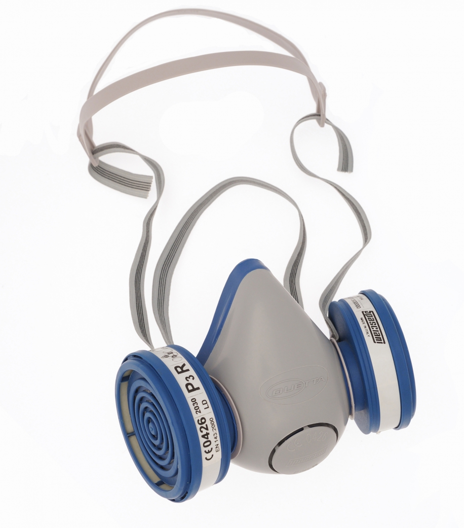 Mask, 'Half mask Duetta, with soft sealing, designed for 2 breathing filters with special bayonet fi