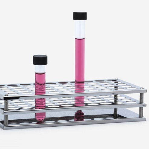 Test tube rack, steel - dia 16 mm - 50 holes, Isolab Germany.