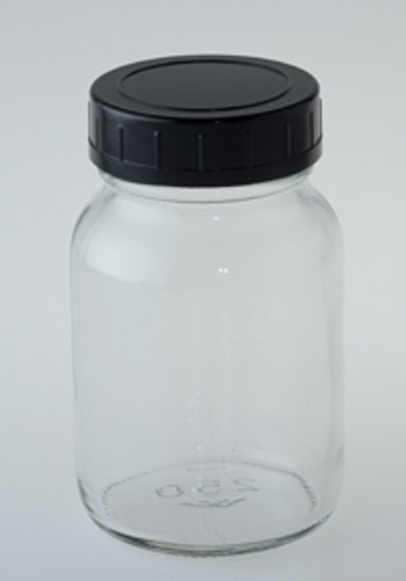 Sample Bottle, 1000 ml, wide neck clear glass with black screw Cap. Isolab Germany.