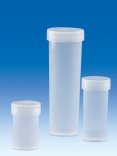 Sample Vials, capacity 18 ml, Polypropylene with tight fitting snap-on lid of PELD, size H57 x D22,