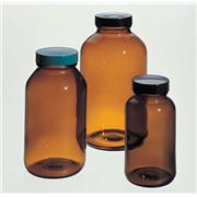 Sample Bottle, 500 ml, wide neck ambre glass with black screw Cap. Isolab Germany.