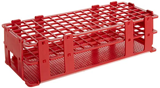 Test Tube Racks Red , For tubes up to 13mm diameter 90 holes, Autoclavable and colored from high den