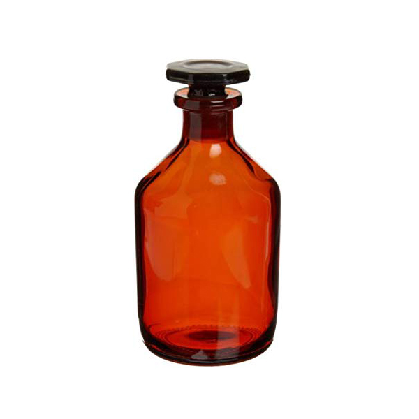 Reagent bottles amber glass with hexagonal stopper, capacity 250mL