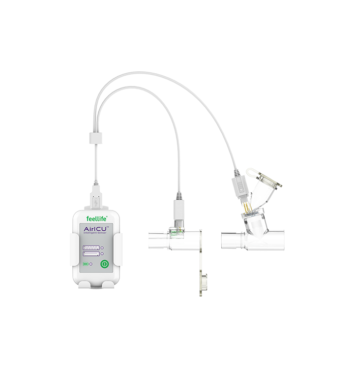 Feellife Air ICU Portable mesh nebulizer Nebulization rate: 0.15ml/min-0.9ml/min   MMAD(Particle size):<5μm with medication cup size 10 ml