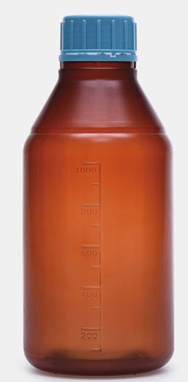 Bottles, 250 mL, P.E amber, with screw cap, Isolab Germany