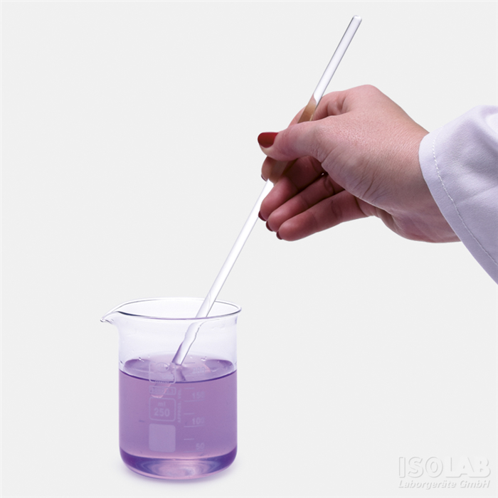 Stirring Glass Rod, Borosilicate Glass A, 250 x 6 mm, Isolab Germany.