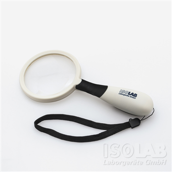 Magnifier in metal frame & bakelite handle, dia. 75mm, 3.5x, Isolab Germany