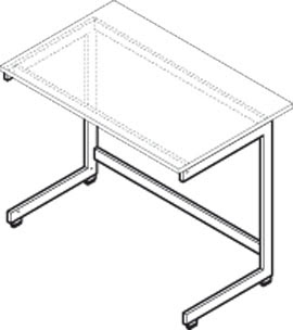 C-section for lab bench frame made of cold rolled steel coated with epoxy resin 3050x750x850 mm